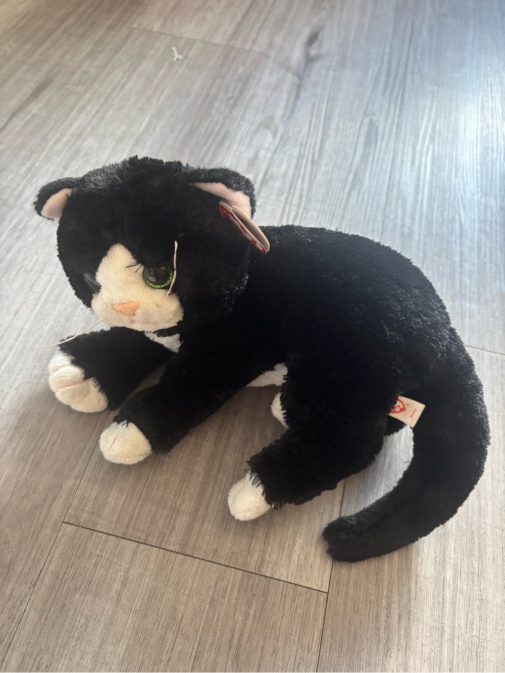 RARE Ty Classic Black & White Plush Cat Stuffed Animal- Shadow